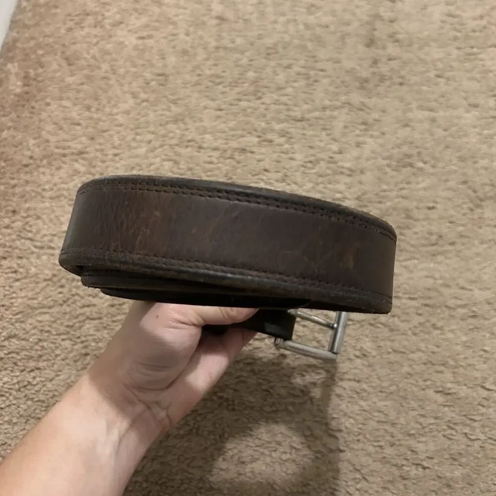 Hanks Belts Mens Size 38 Bison Leather Belt Brown Made in USA